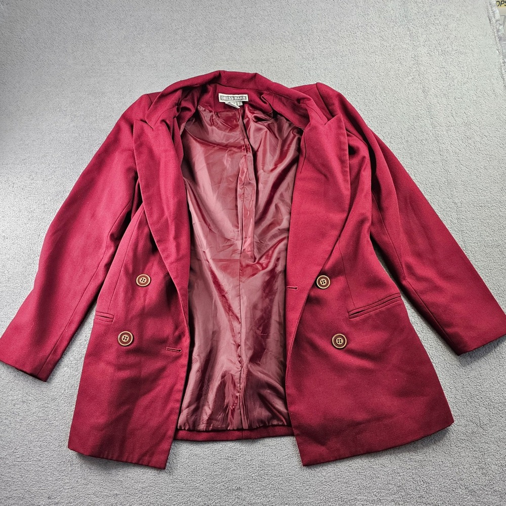 Dress Barn Blazer Jacket Women's 8 Maroon Stretch Long Sleeve Double Breasted - Picture 9 of 12